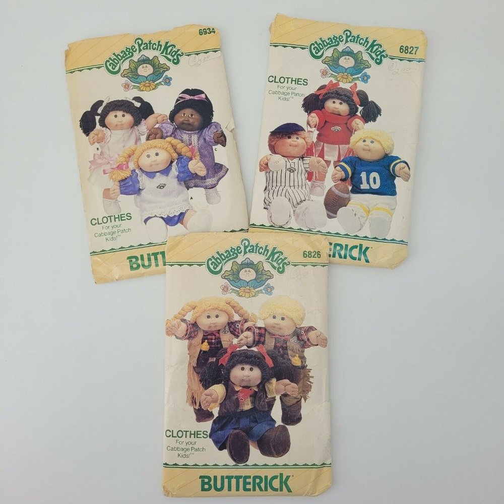 Vintage 1984 Cabbage Patch Kids Butterick Sewing Patterns Clothes Lot of 3 Uncut